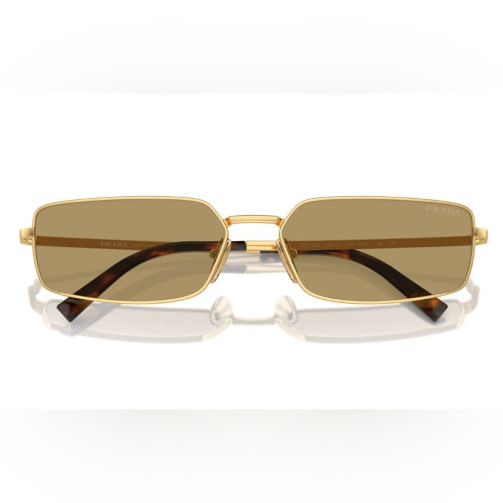 NEW PRADA SQUARE SUNGLASSES PRA60S 5AK70G GOLD SPR A60 5AK70G PRADA EYEWEAR - Picture 2 of 5